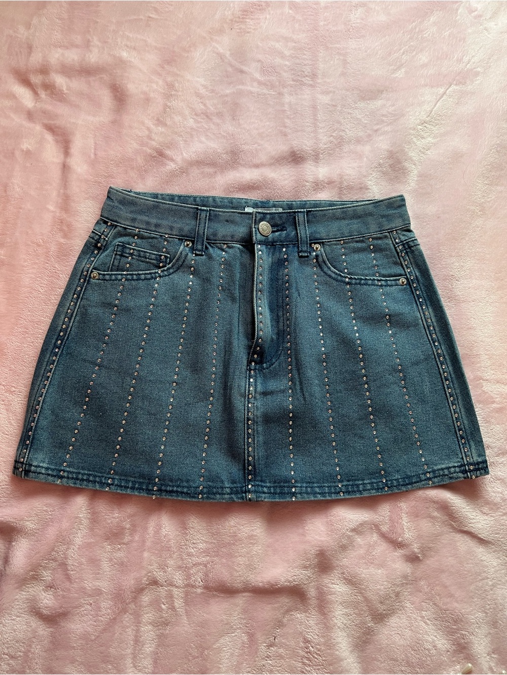 Denim Bling A-Line Mini Skirt